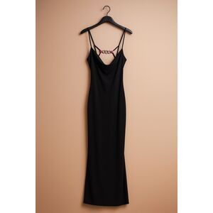 Vintage Frederick’s of Hollywood Black Strappy Sultry Maxi Dress Women's 12US